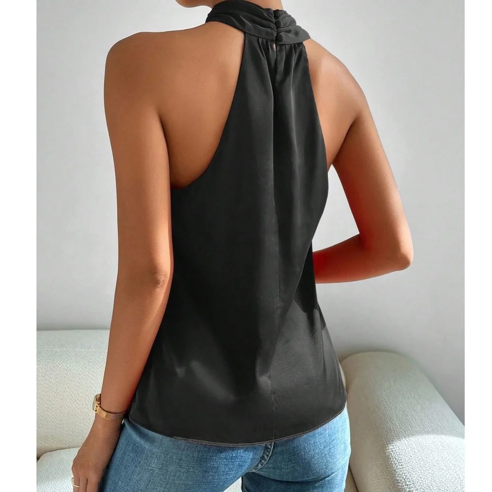 Luxe Satin Halter Tank Top - Picture 4 of 7